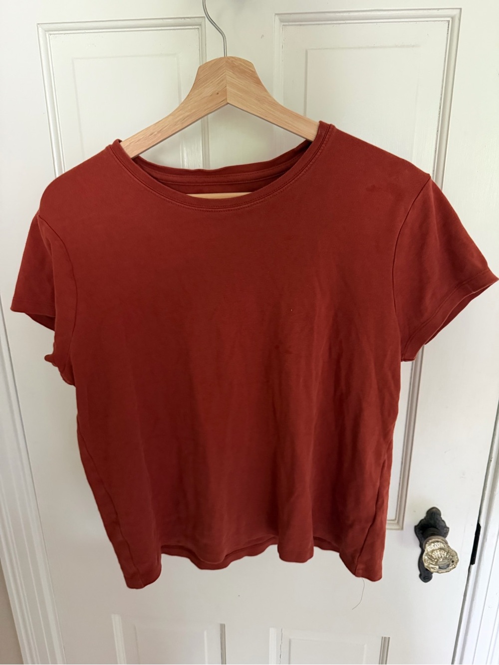 J Crew Classic Women's Crewneck Tee in Rust Red